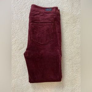 Paige -Anthropologie skinny corduroy pants. Red wine color. Size 28.